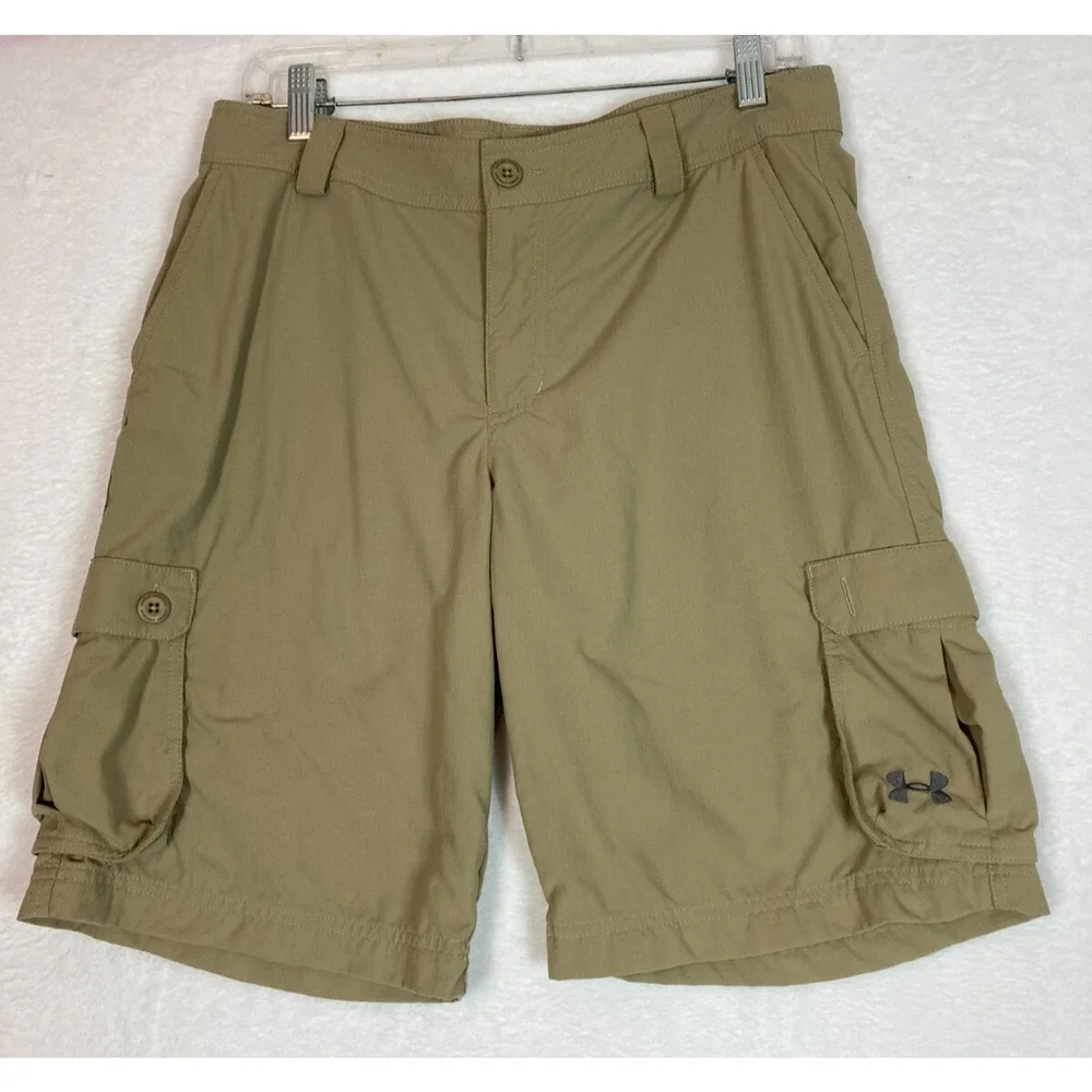Under Armour Youth XL Khaki Nylon Hybrid Cargo Shorts Ripstop‎ Hiking Outdoor